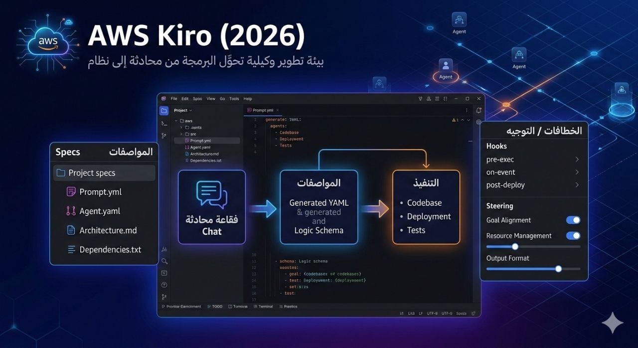 AWS Kiro: بيئة التطوير الوكيلية التي تحوّل البرمجة من محادثة إلى نظام (2026)