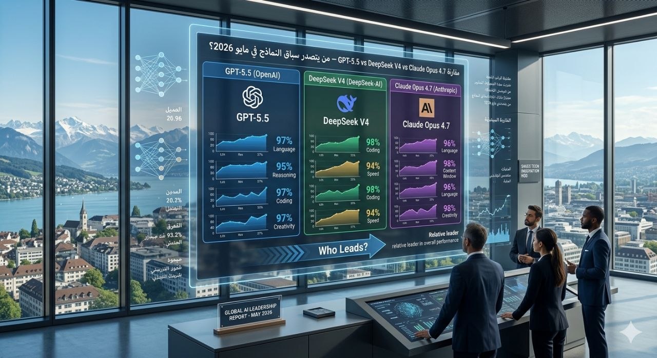 مقارنة GPT-5.5 vs DeepSeek V4 vs Claude Opus 4.7 — من يتصدر سباق النماذج في مايو 2026?