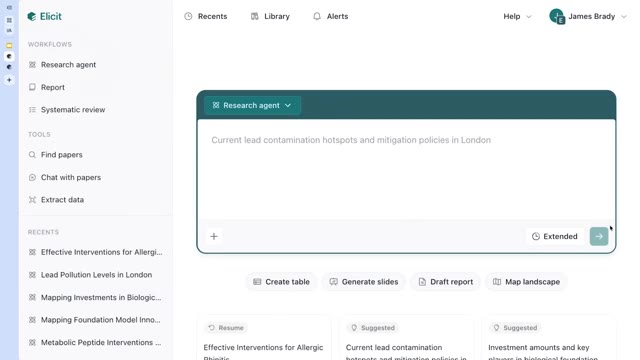 نتائج البحث التنافسي لـ Elicit باستخدام AshPL